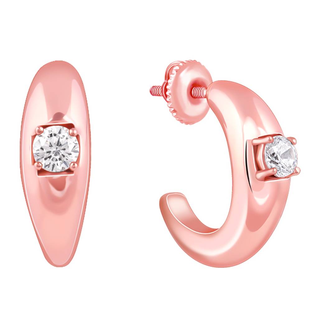 925 Silver Rose Gold Blush Affair J Stud Earrings : ER03077