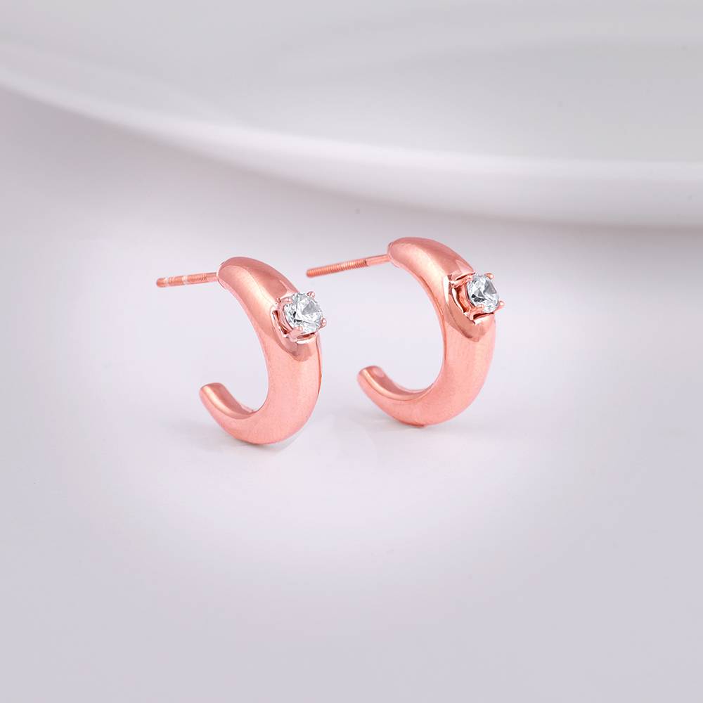 925 Silver Rose Gold Blush Affair J Stud Earrings : ER03077
