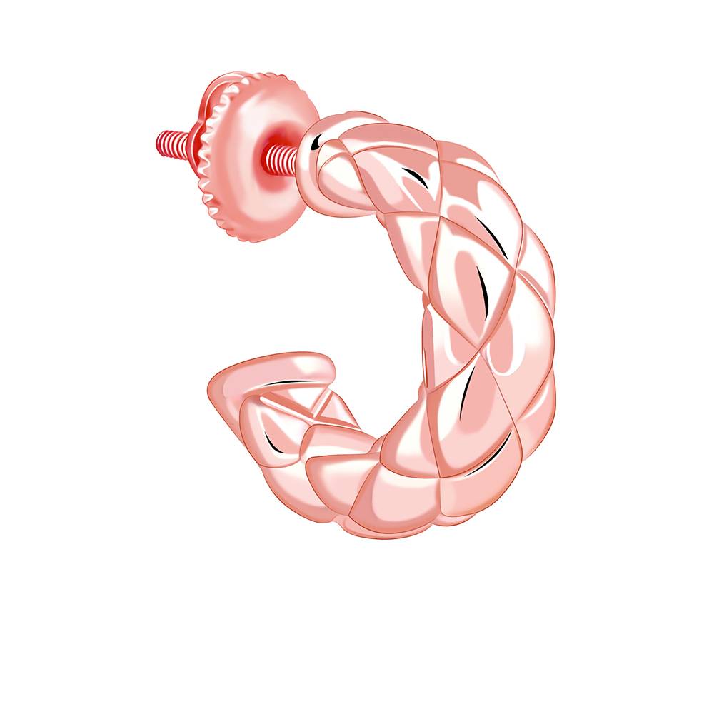 925 Silver Rose Gold Chequred J Stud Earrings : ER03078