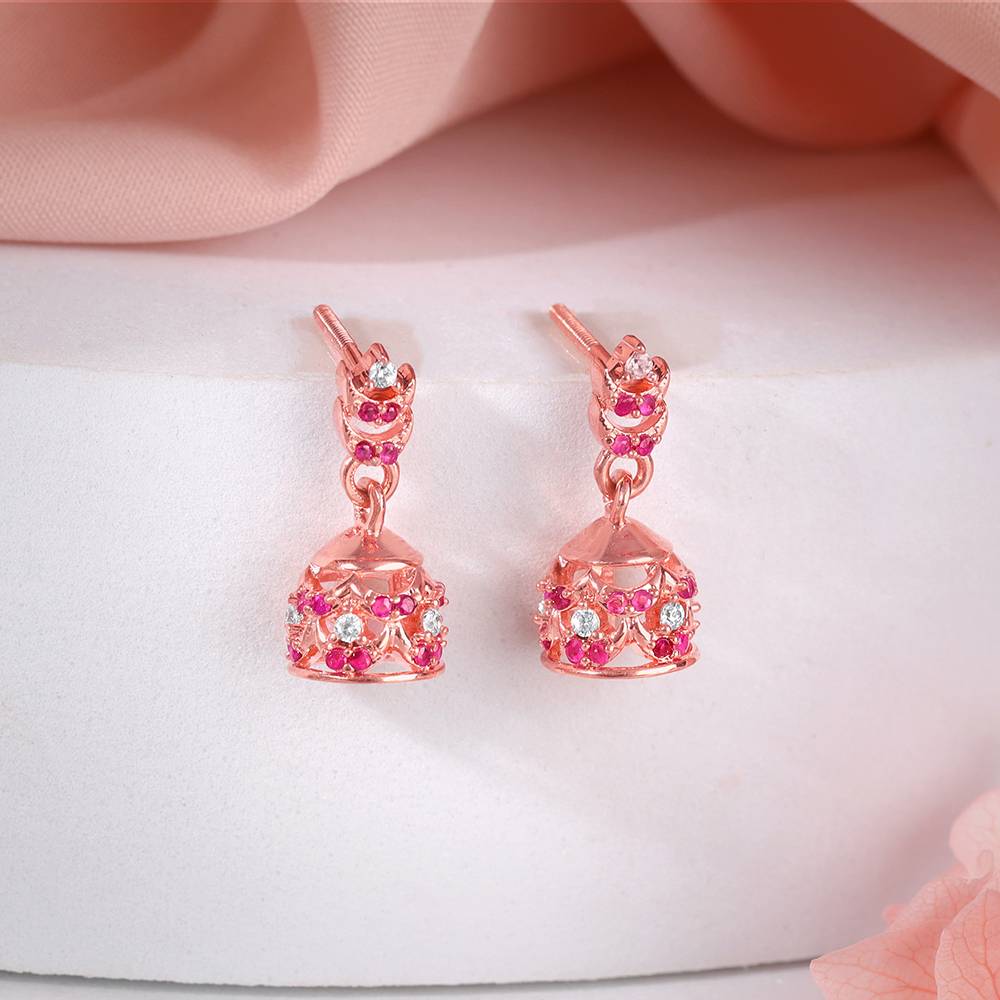 925 Silver Rose Gold Urvashi Jhumki : ER03083