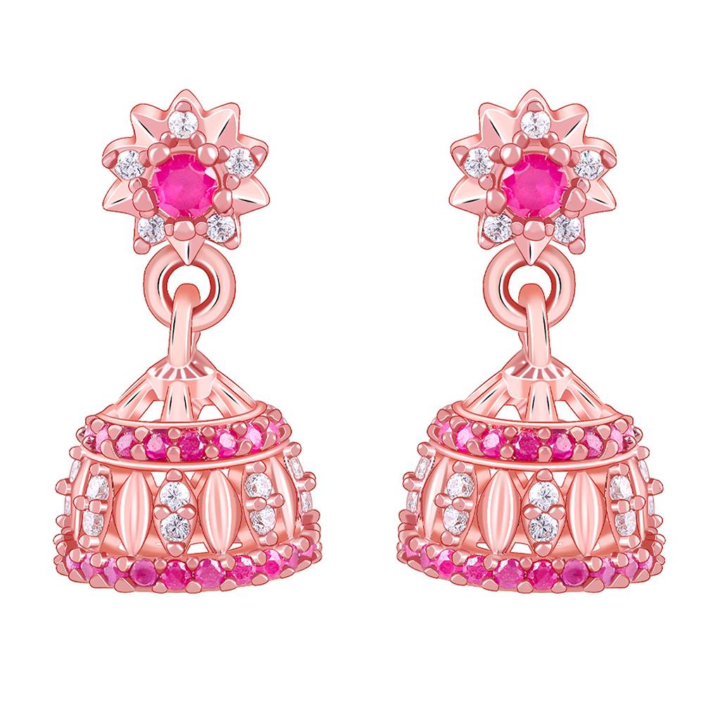 925 Silver Rose Gold Kosala Jhumki : ER03084