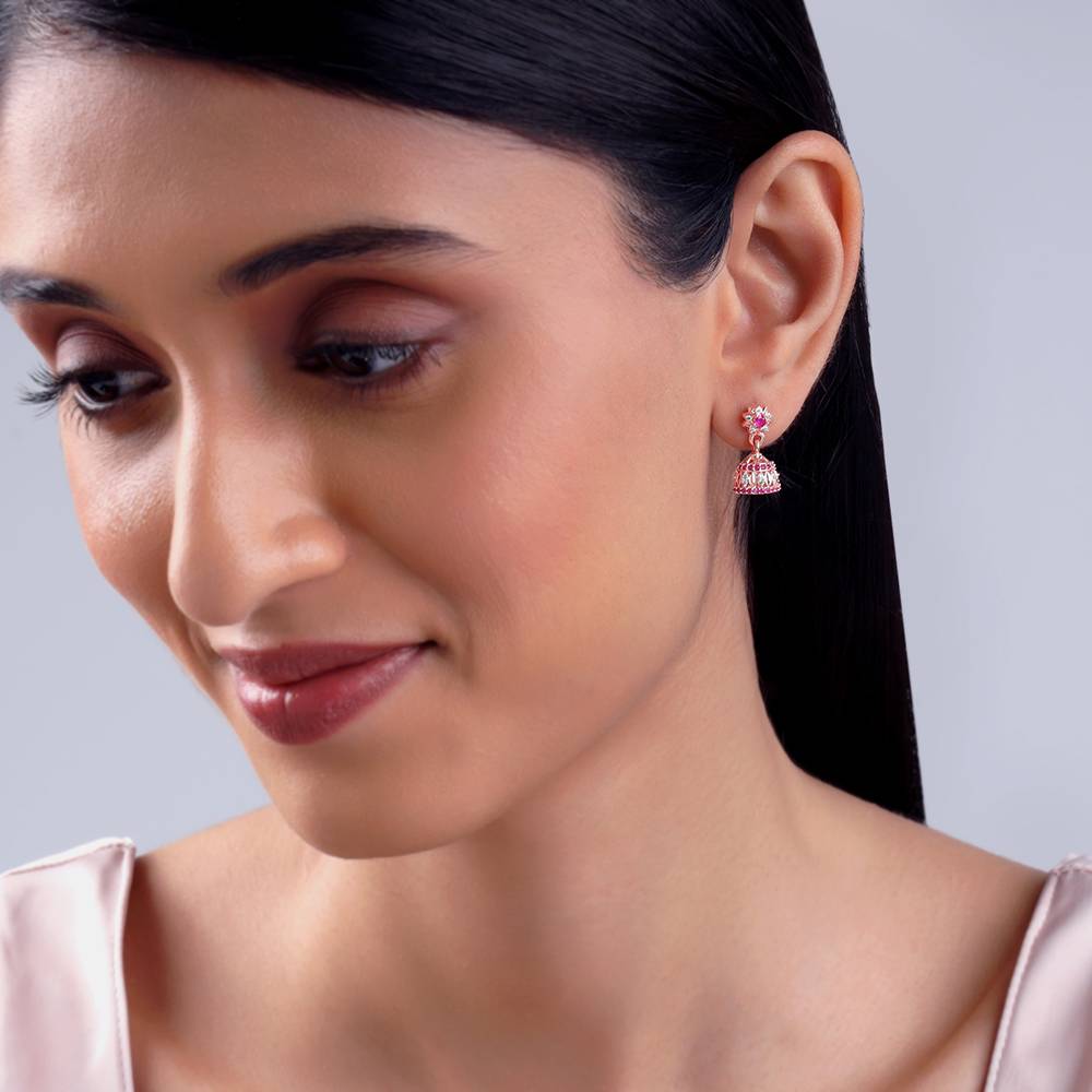 925 Silver Rose Gold Kosala Jhumki : ER03084