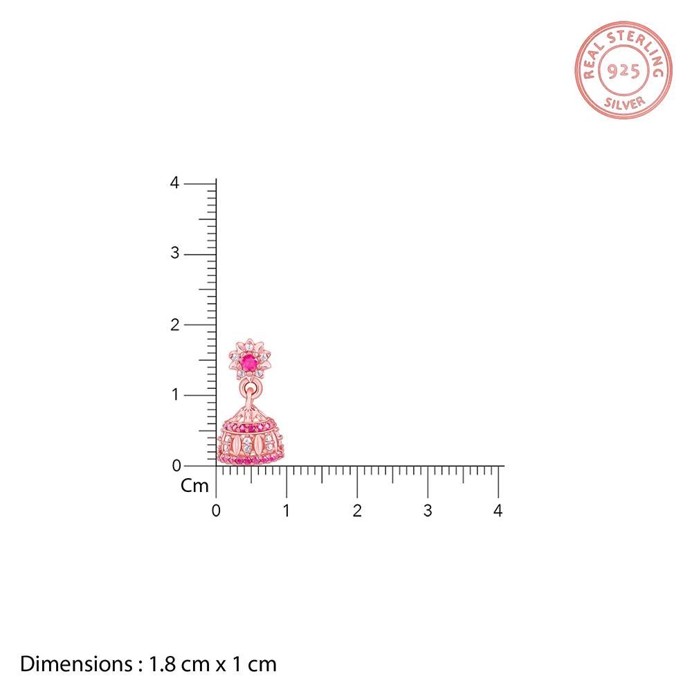 925 Silver Rose Gold Kosala Jhumki : ER03084