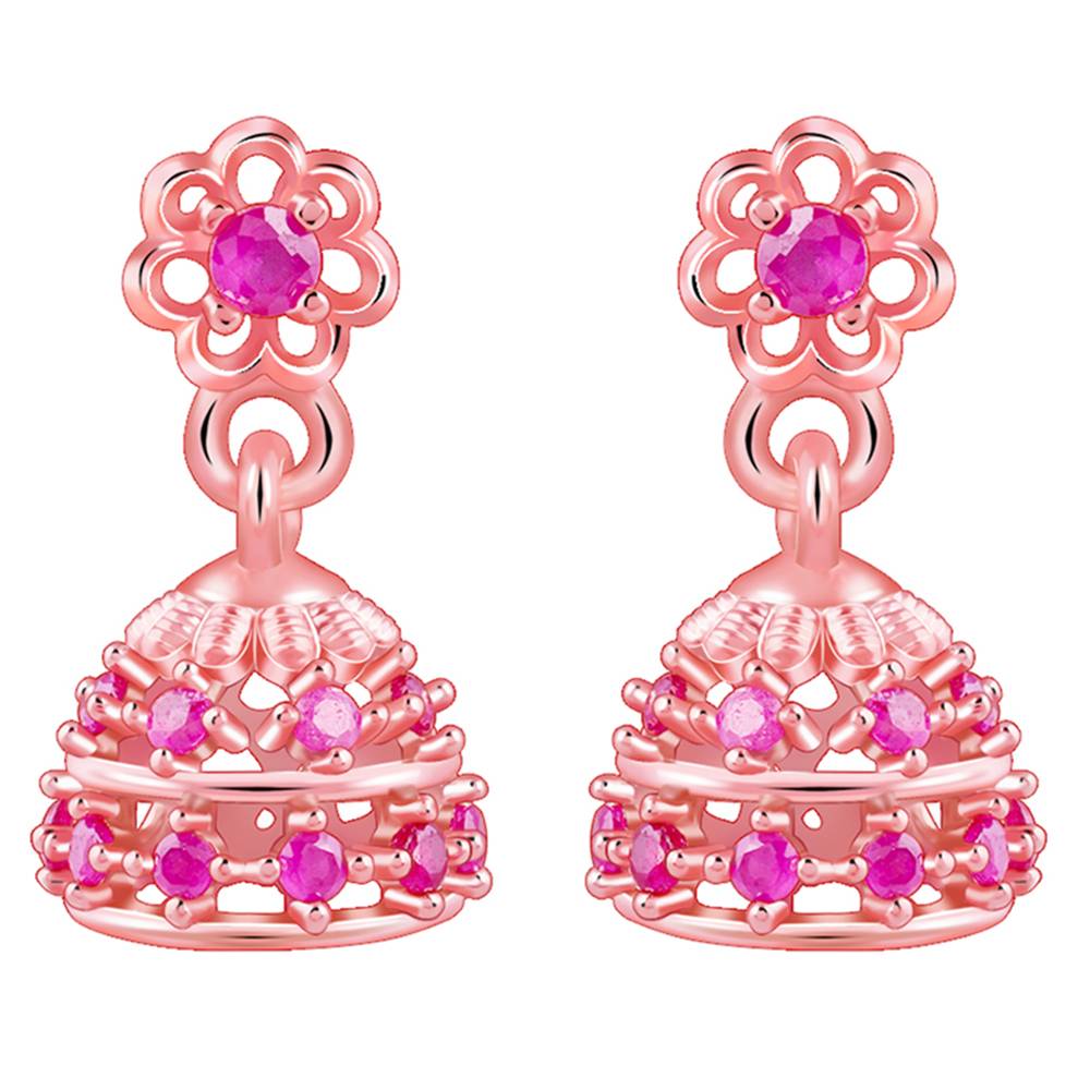 925 Silver Rose Gold Kanchi Jhumki : ER03085