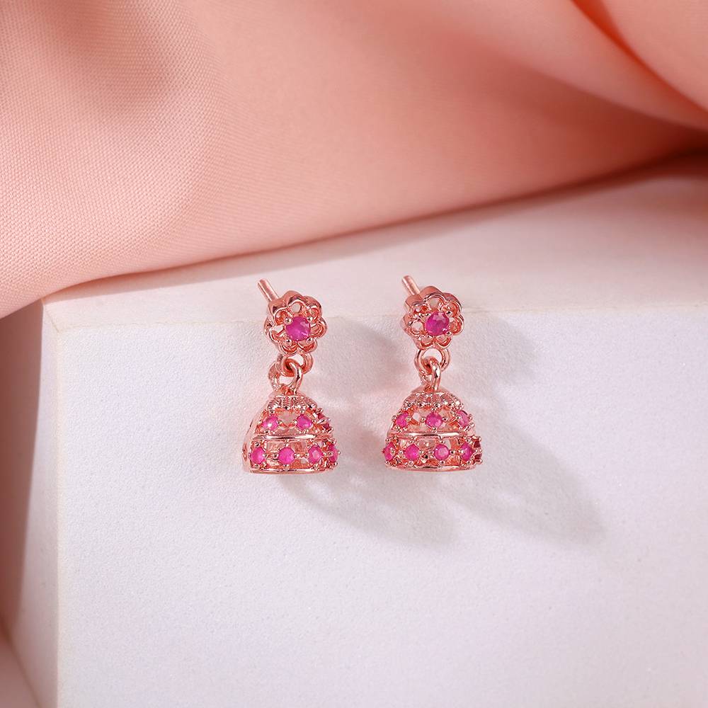 925 Silver Rose Gold Kanchi Jhumki : ER03085