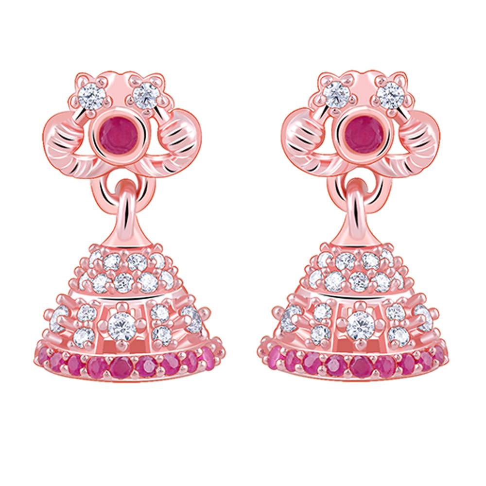 925 Silver Rose Gold Vaishali Jhumki : ER03086