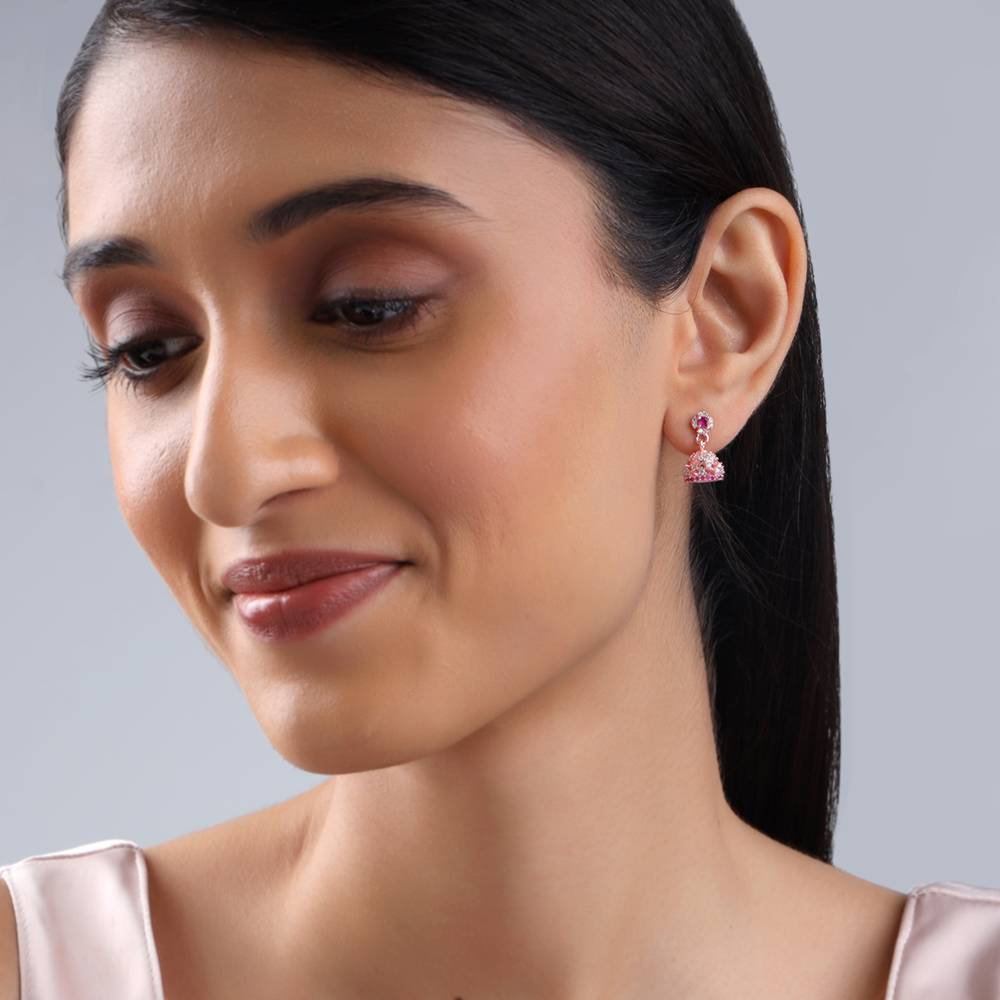 925 Silver Rose Gold Vaishali Jhumki : ER03086