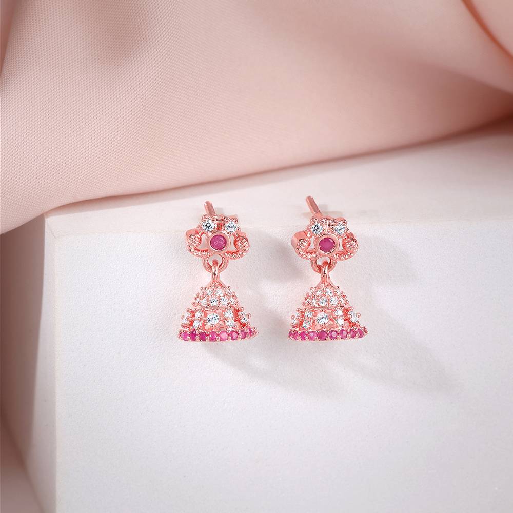 925 Silver Rose Gold Vaishali Jhumki : ER03086