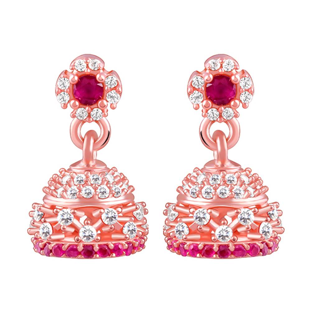 925 Silver Rose Gold Kamla Jhumki : ER03087
