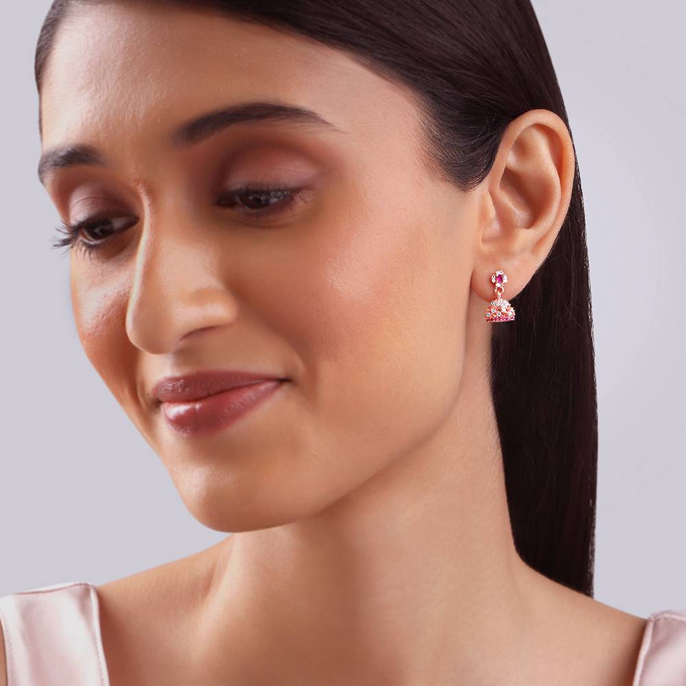 925 Silver Rose Gold Kamla Jhumki : ER03087