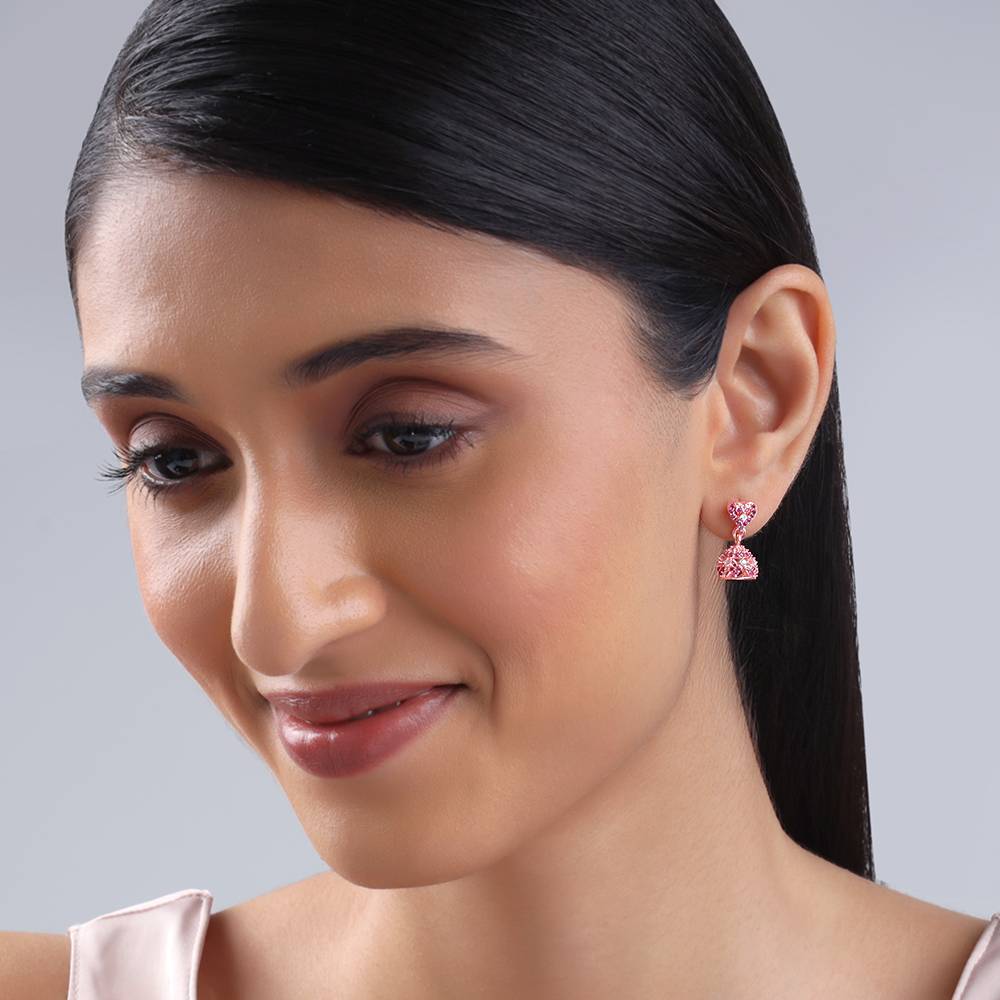 925 Silver Rose Gold Kalpi Jhumki : ER03088