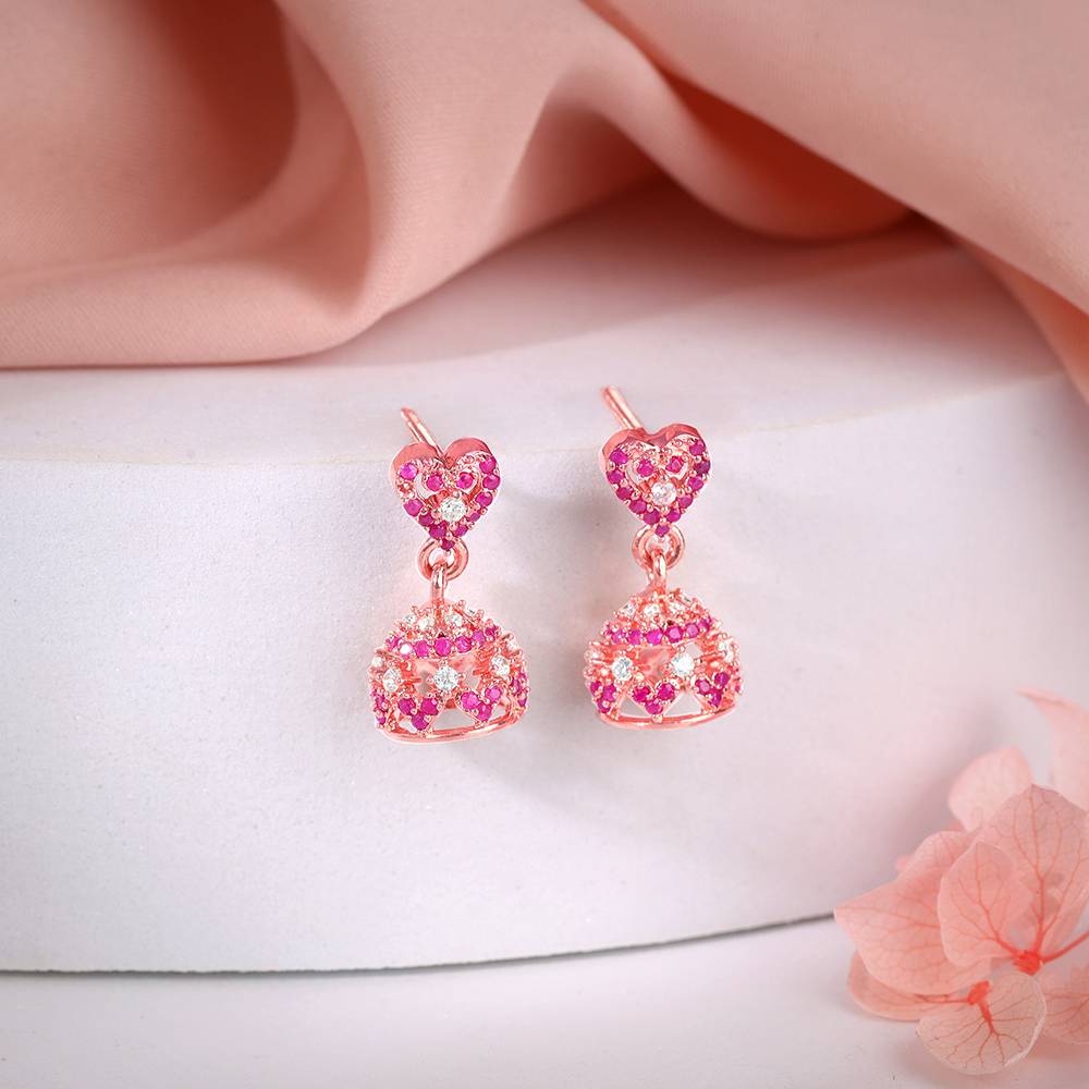 925 Silver Rose Gold Kalpi Jhumki : ER03088