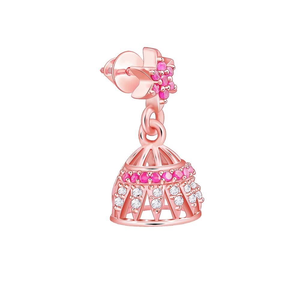 925 Silver Rose Gold Sumitra Jhumki : ER03092