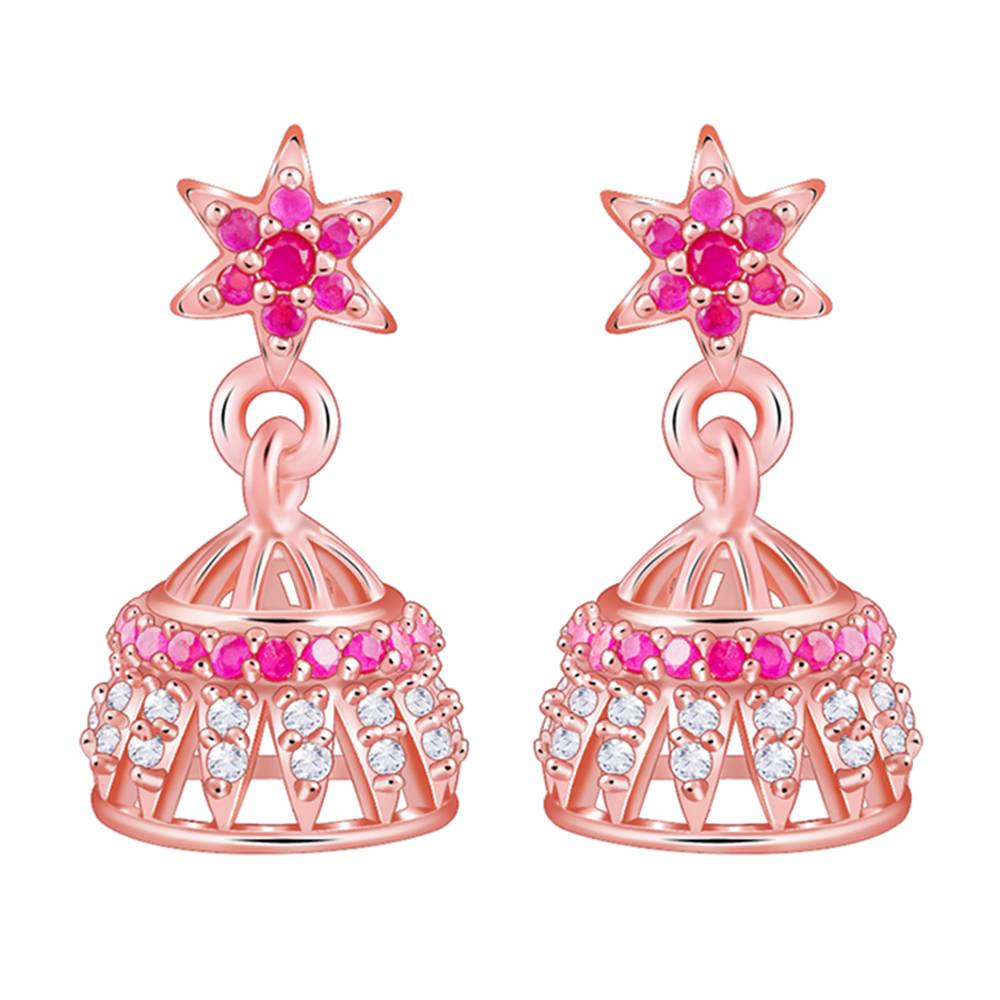 925 Silver Rose Gold Sumitra Jhumki : ER03092