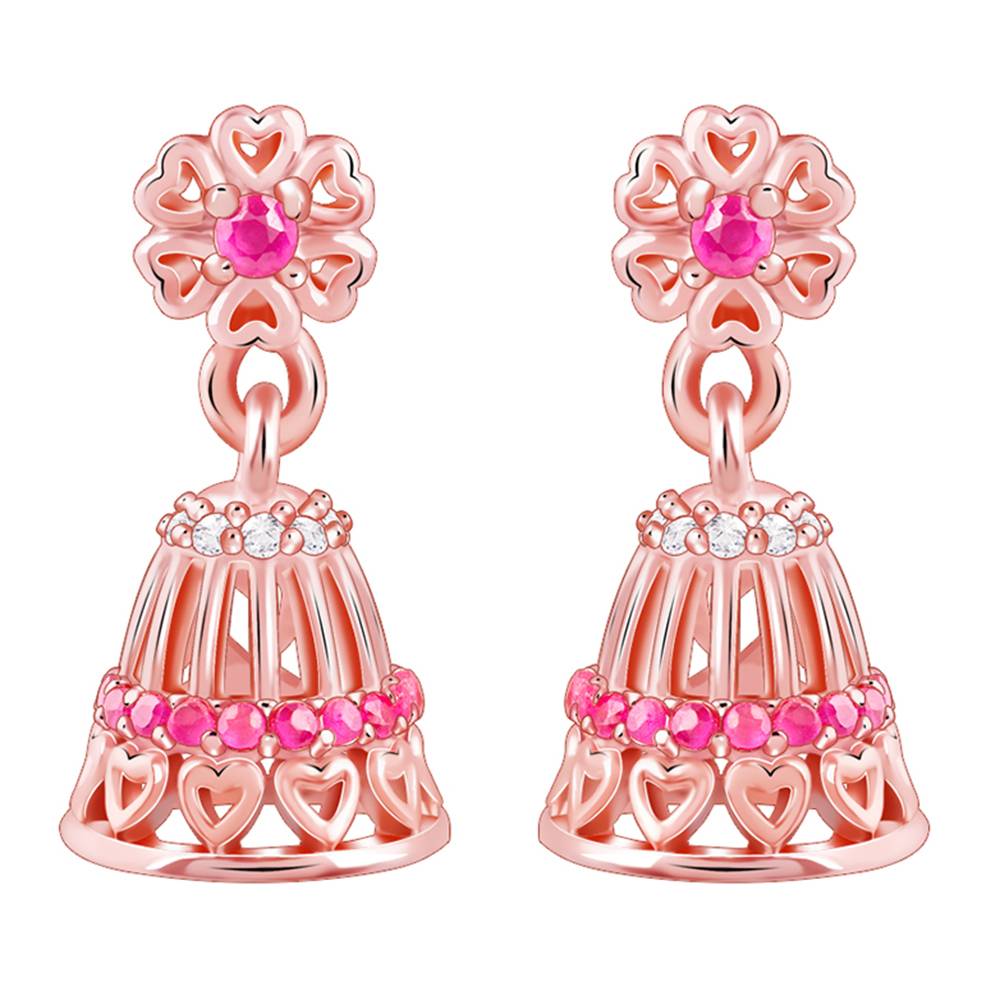 925 Silver Rose Gold Ahilya Jhumki : ER03095