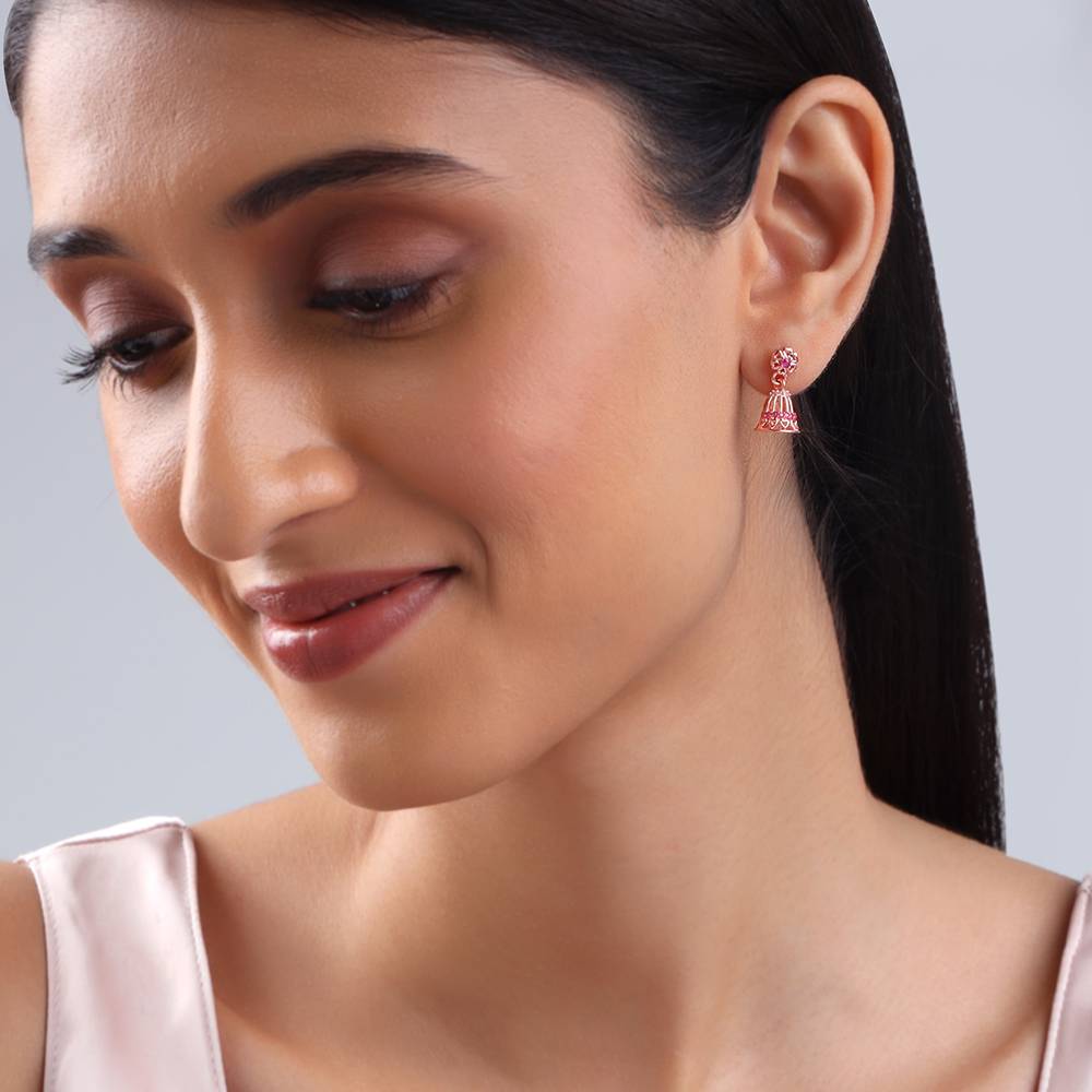 925 Silver Rose Gold Ahilya Jhumki : ER03095