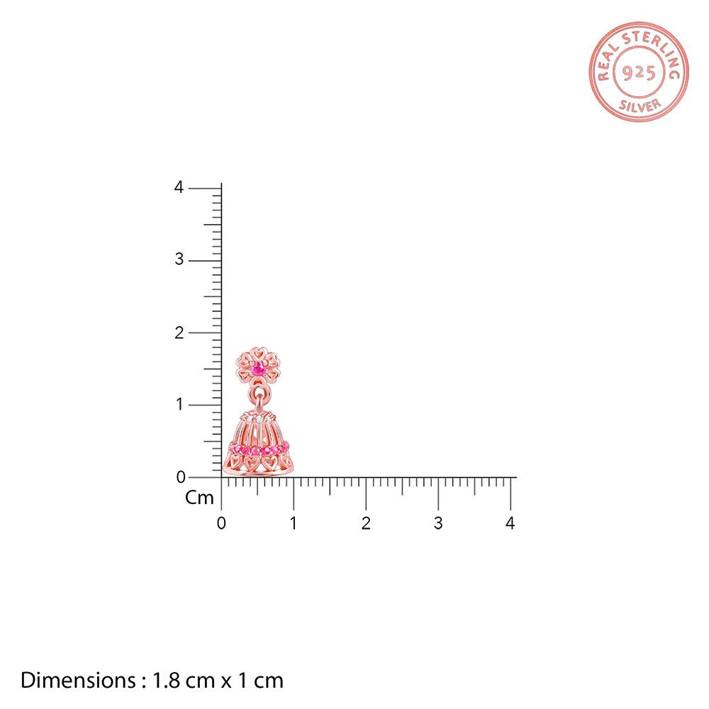 925 Silver Rose Gold Ahilya Jhumki : ER03095