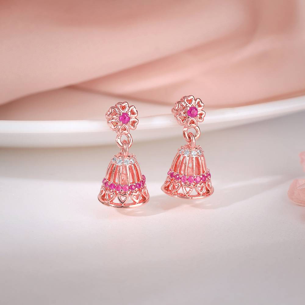 925 Silver Rose Gold Ahilya Jhumki : ER03095
