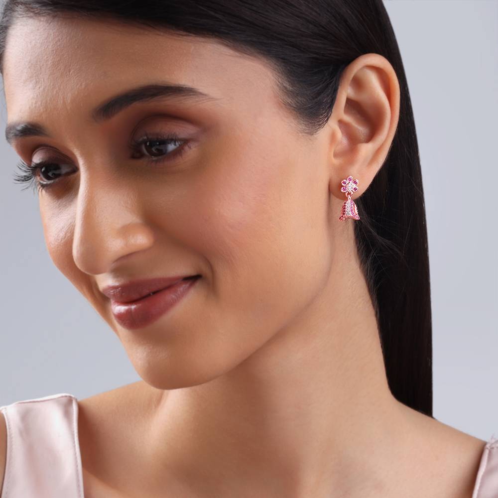 925 Silver Rose Gold Kalinga Jhumki : ER03098