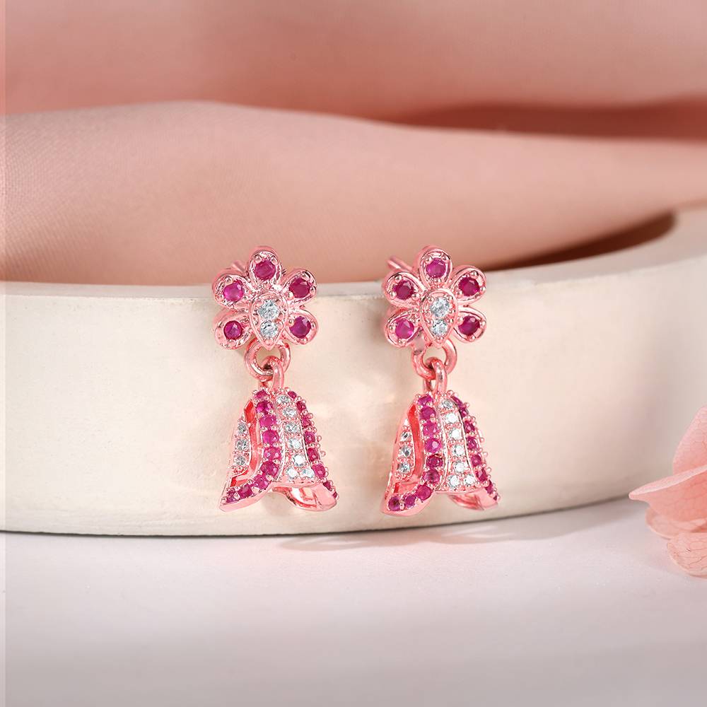 925 Silver Rose Gold Kalinga Jhumki : ER03098