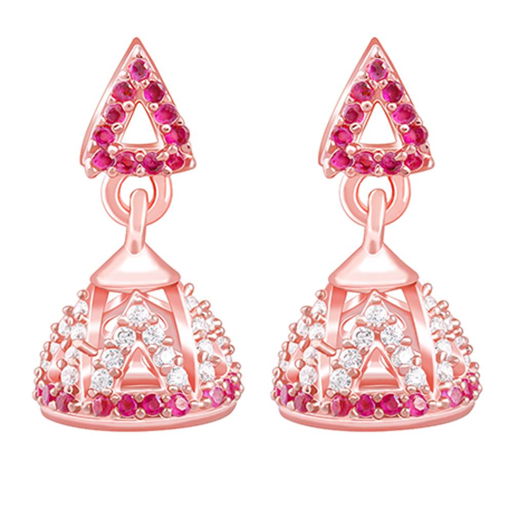 925 Silver Rose Gold Hansini Jhumki : ER03100