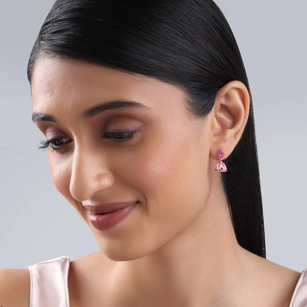 925 Silver Rose Gold Hansini Jhumki : ER03100