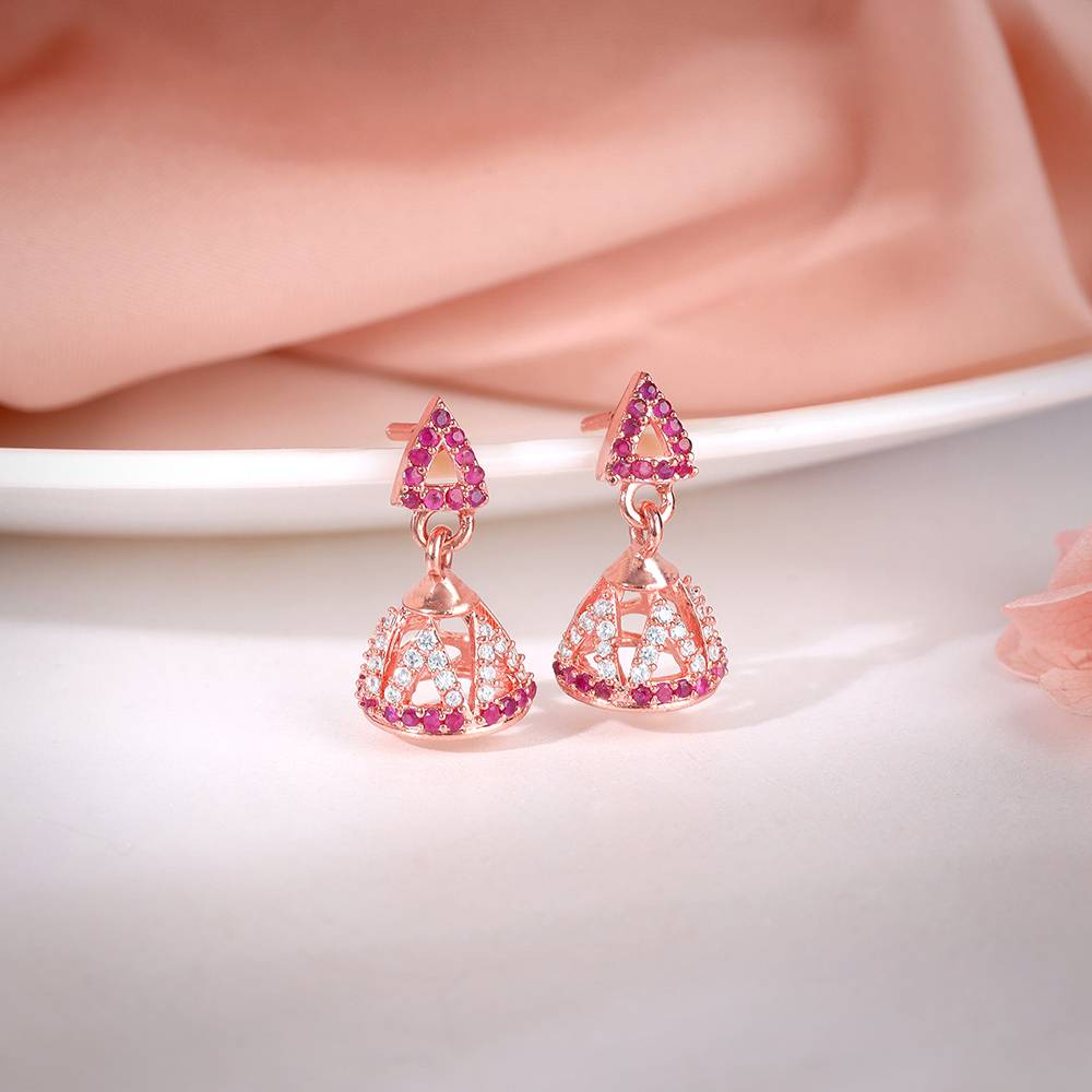 925 Silver Rose Gold Hansini Jhumki : ER03100