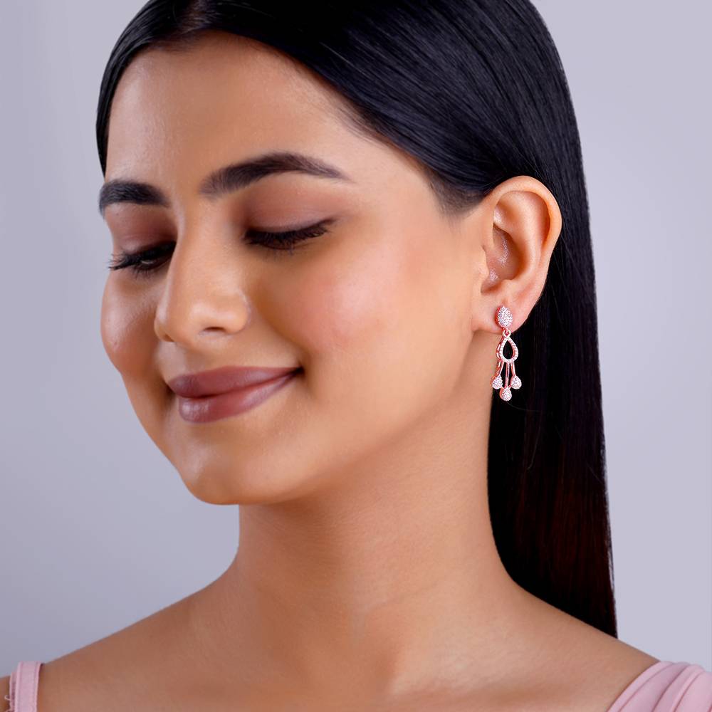 Giva 925 Rose Gold Elegant Elixir Dangler Earrings : ER03108