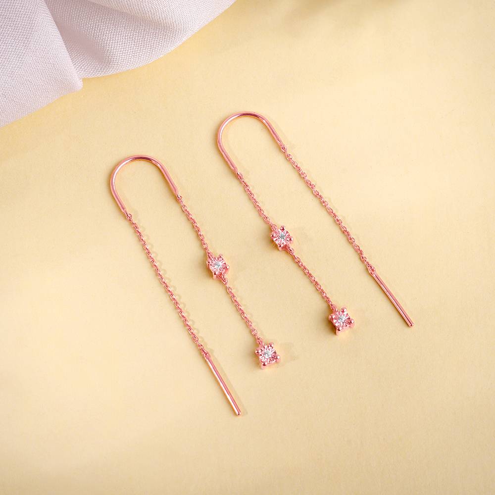 925 Rose Gold Classic Sui Dhaga Earrings : ER03123