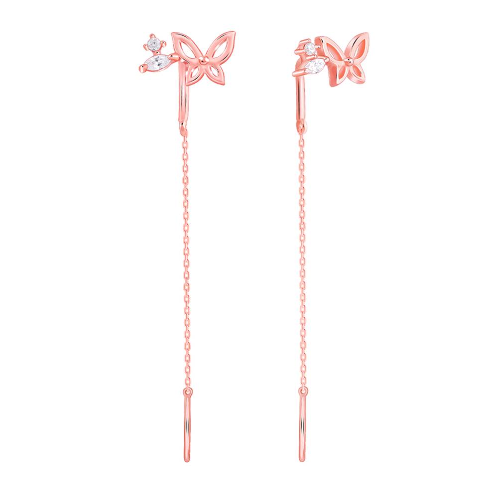 925 Rose Gold Butterfly Sui Dhaga Earrings : ER03125