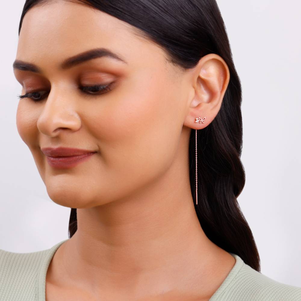 925 Rose Gold Butterfly Sui Dhaga Earrings : ER03125