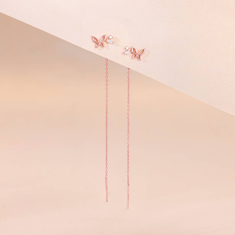 925 Rose Gold Butterfly Sui Dhaga Earrings : ER03125