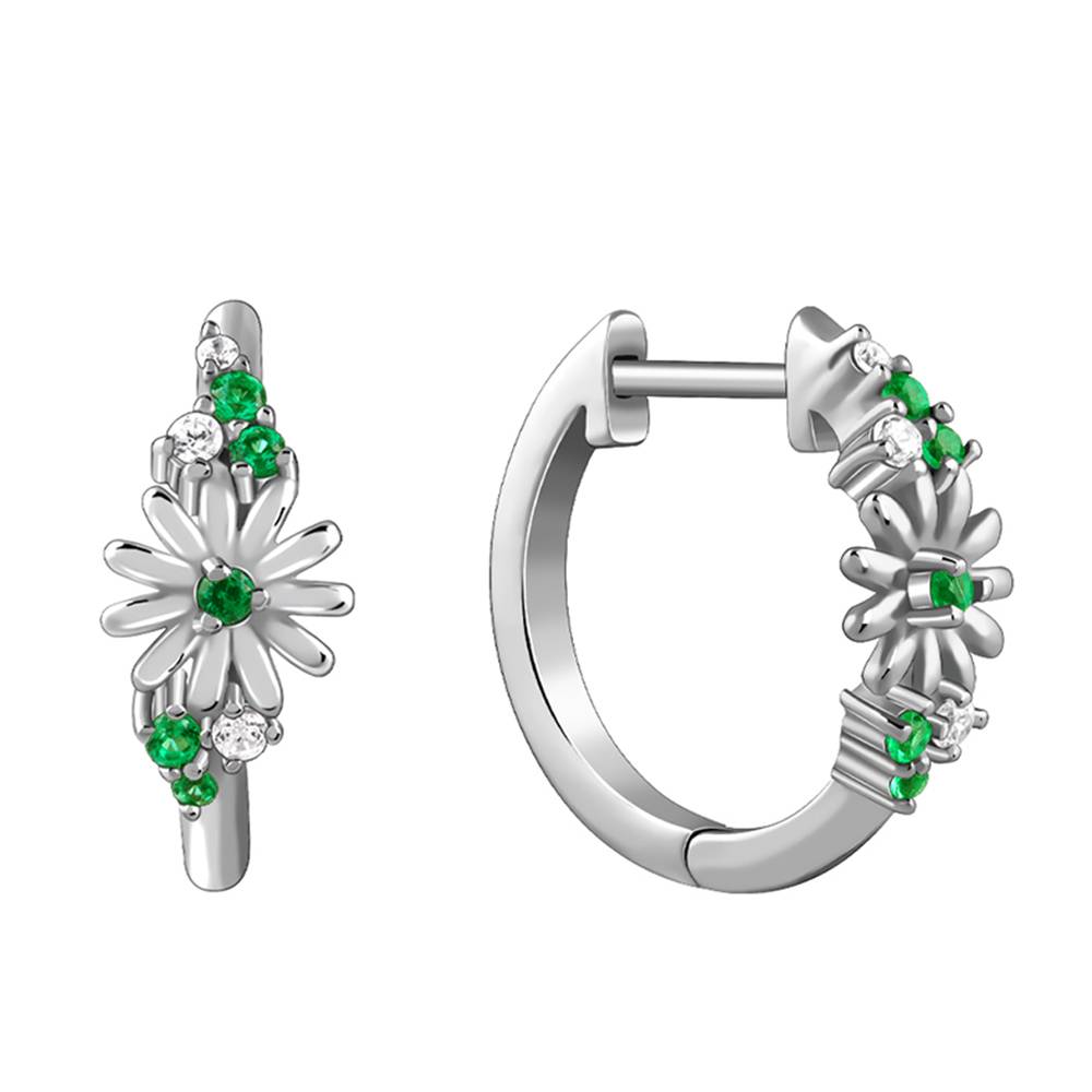 925 Silver Dreamy Flower Hoop Earrings : ER03126