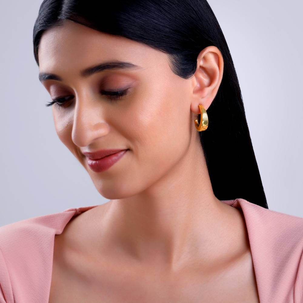 925 Silver Golden Half Moon Earrings : ER03135