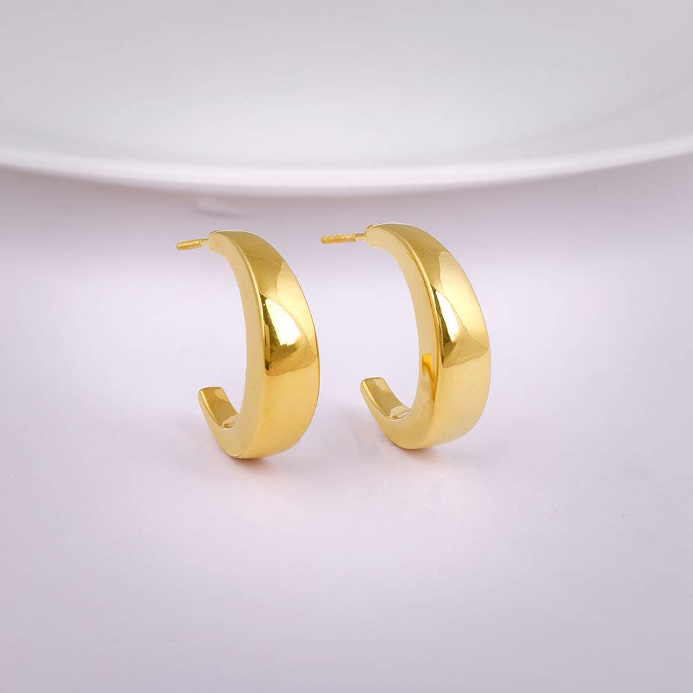 925 Silver Golden Half Moon Earrings : ER03135