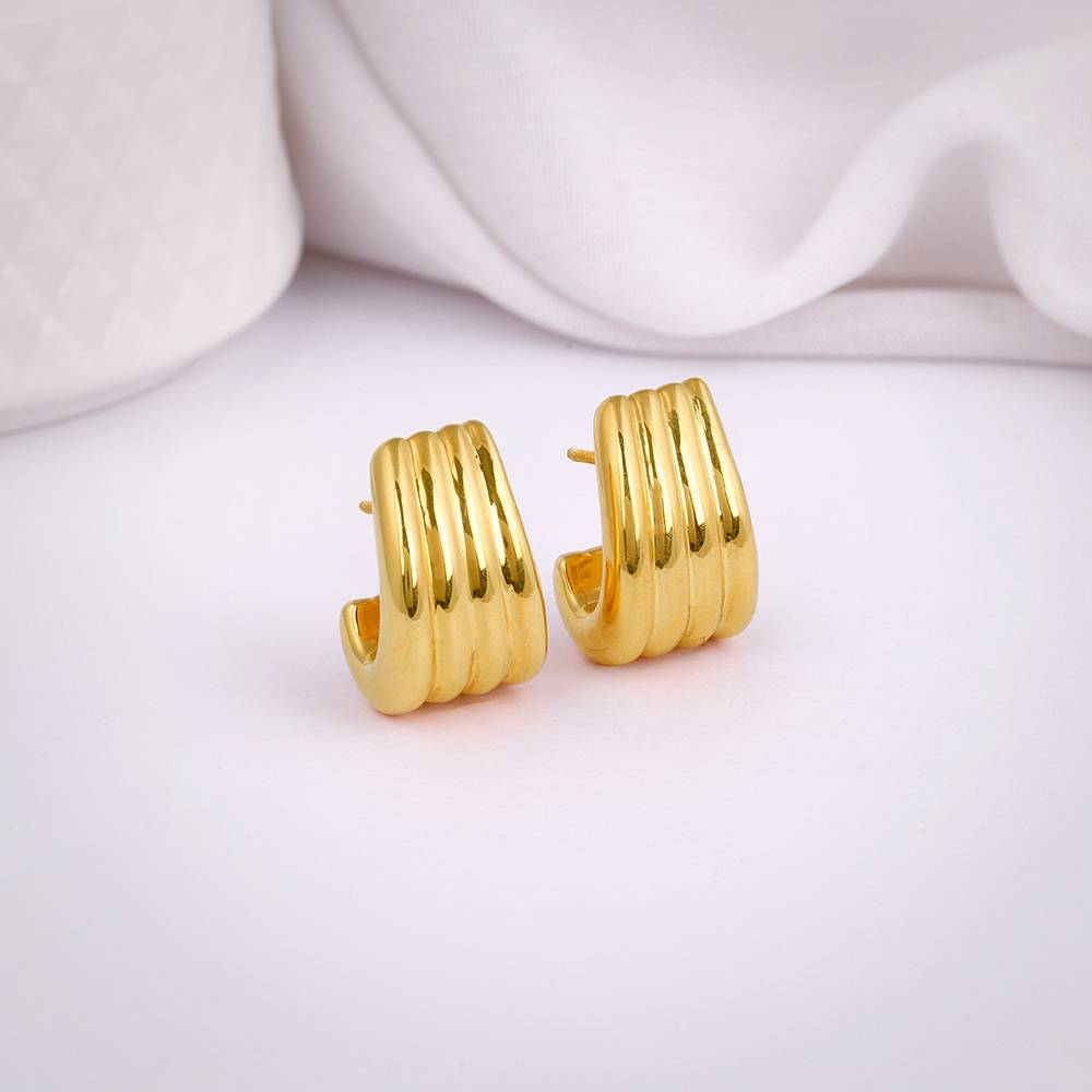 925 Silver Golden Maven J Stud Earrings : ER03138
