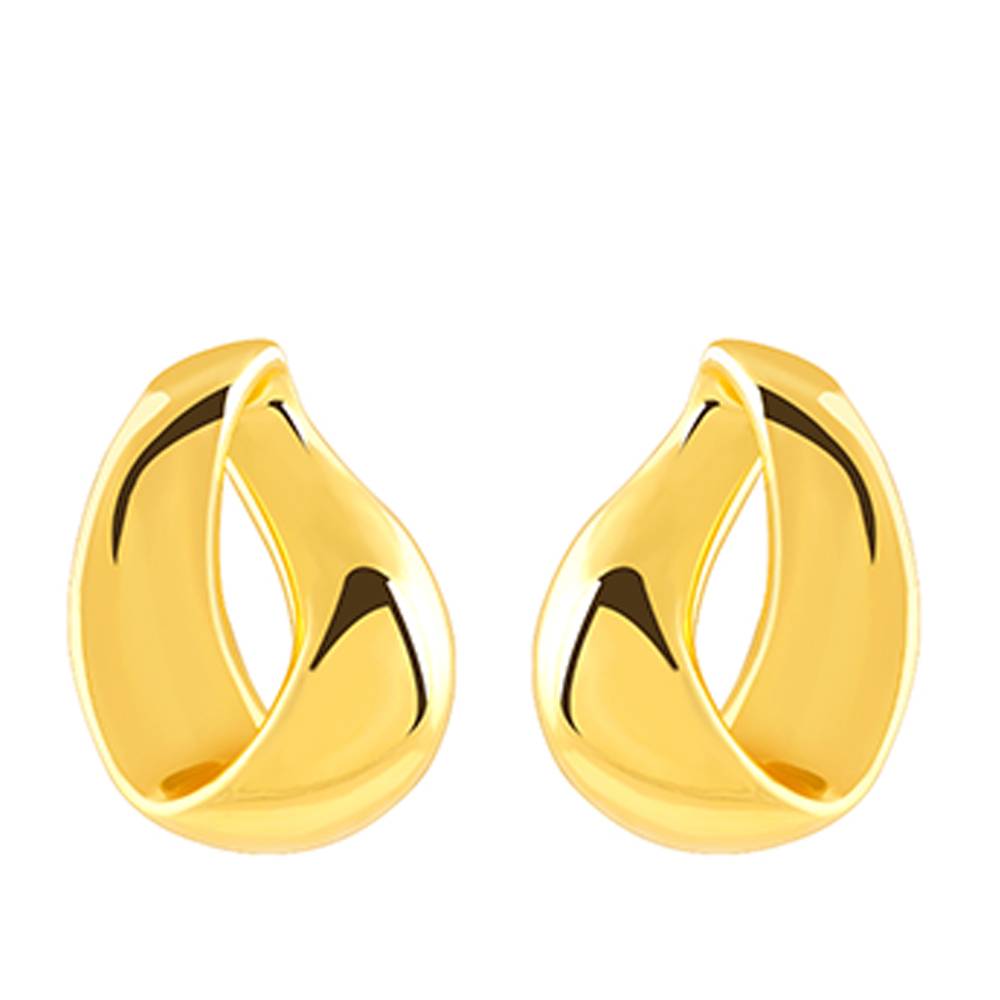925 Silver Golden Twisted Loop Earrings : ER03139