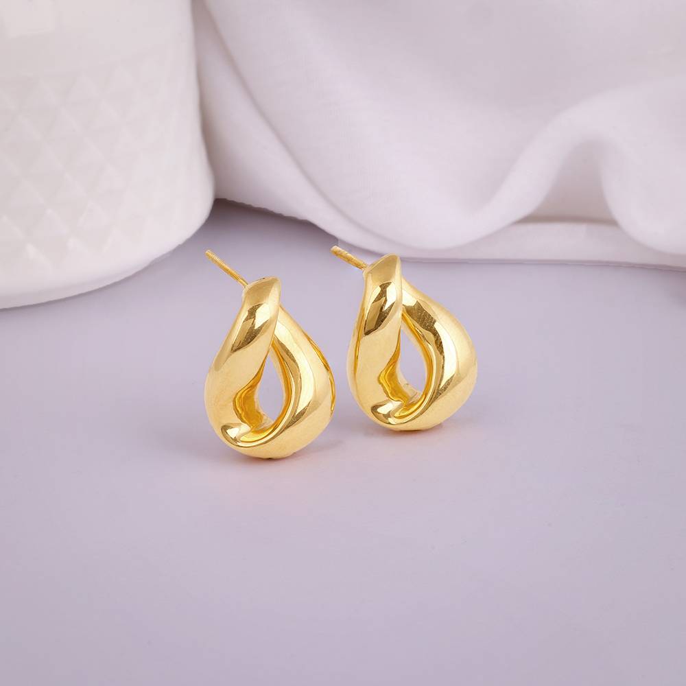 925 Silver Golden Twisted Loop Earrings : ER03139