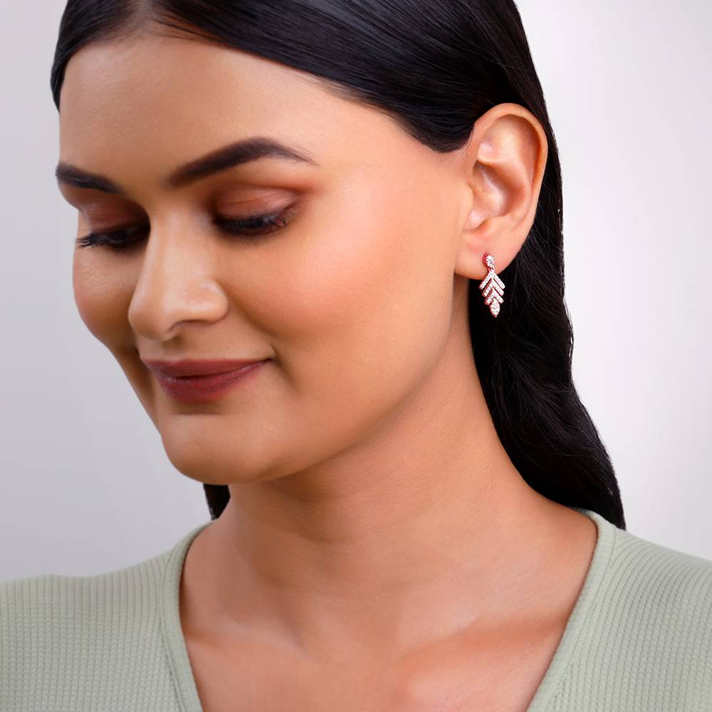 925 Rose Gold Belle Leaf Earrings : ER03149