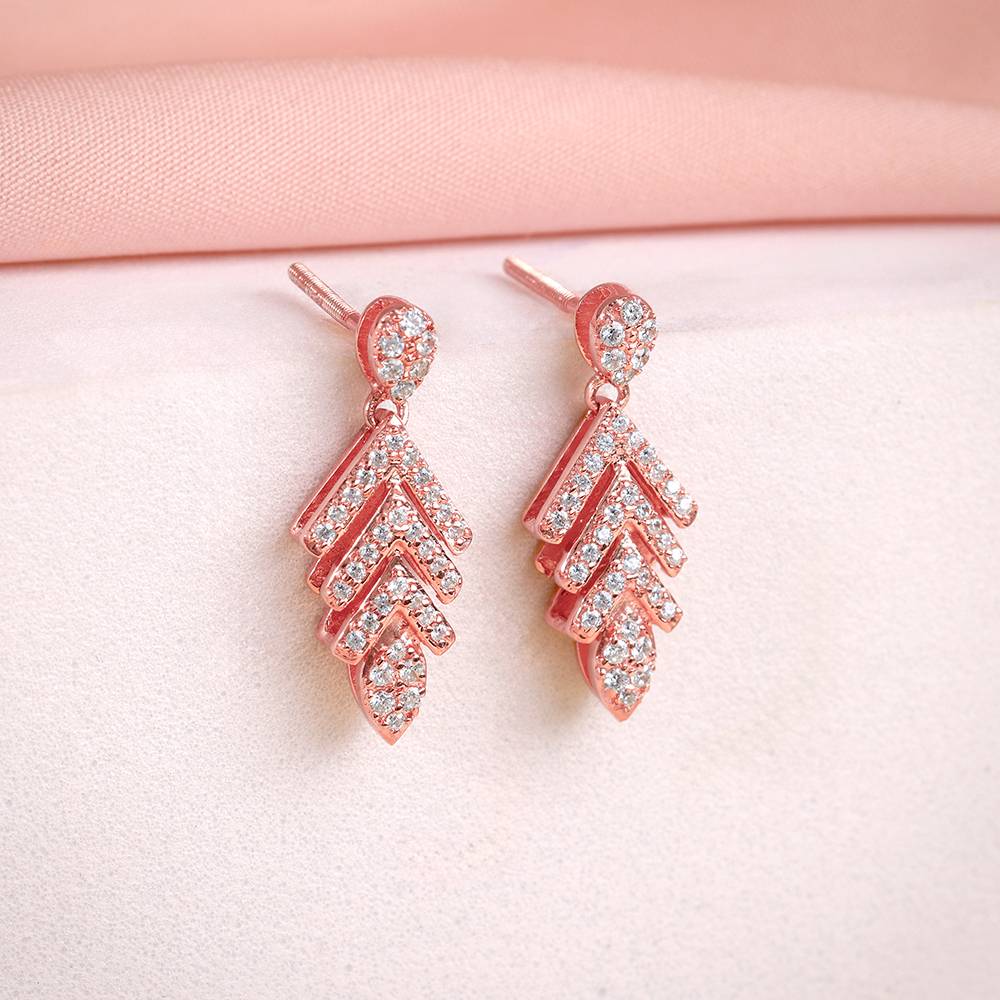 925 Rose Gold Belle Leaf Earrings : ER03149
