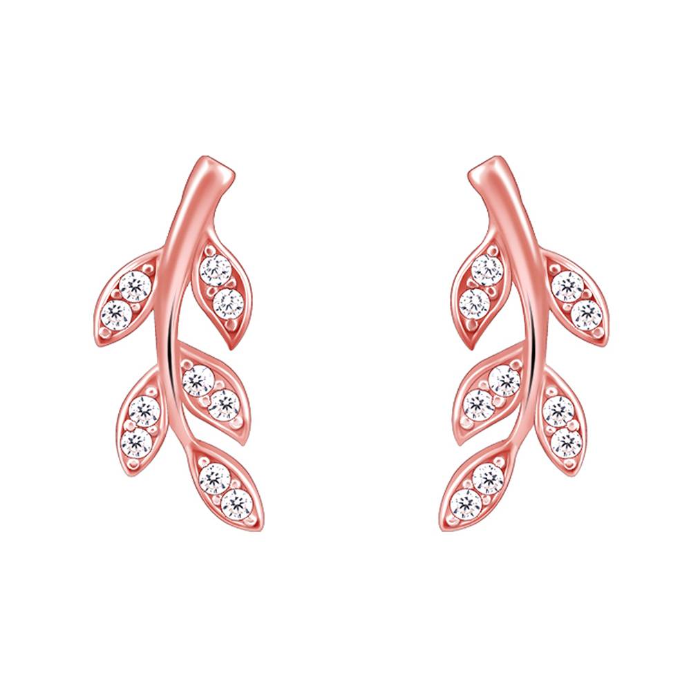 925 Silver Rose Gold Leafy Breeze Earrings : ER03152