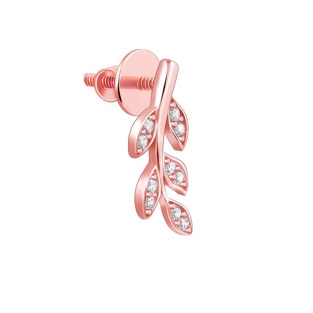 925 Silver Rose Gold Leafy Breeze Earrings : ER03152