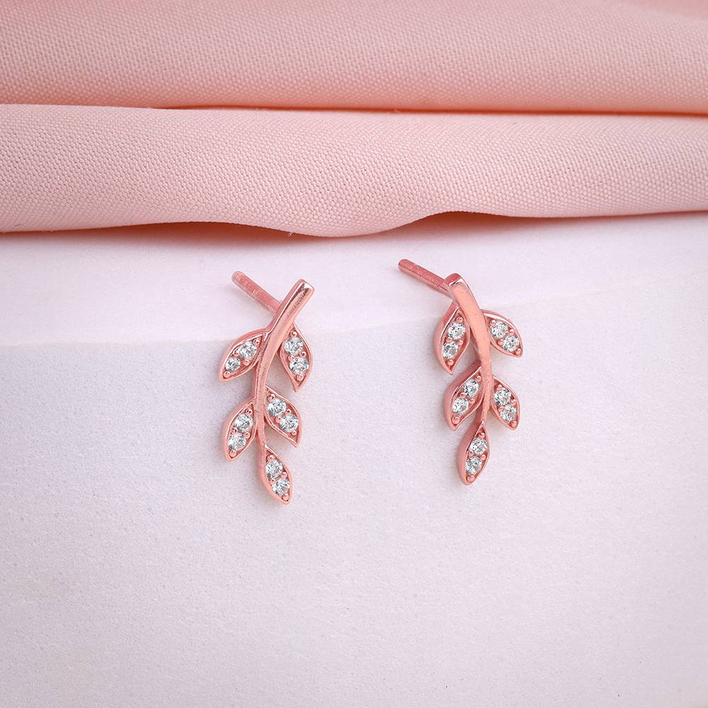 925 Silver Rose Gold Leafy Breeze Earrings : ER03152