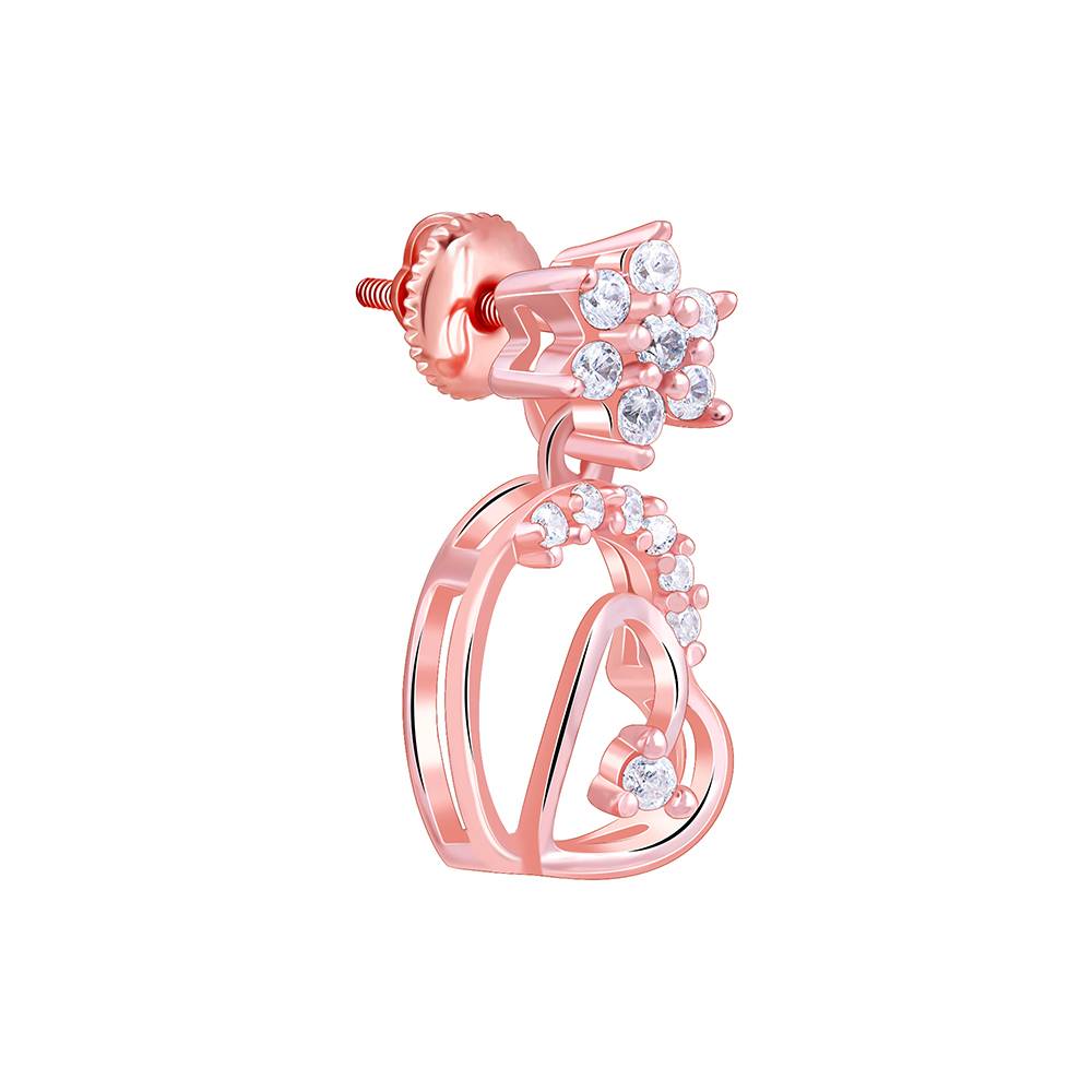 925 Silver Rose Gold Hearty Sparkles Earrings : ER03154