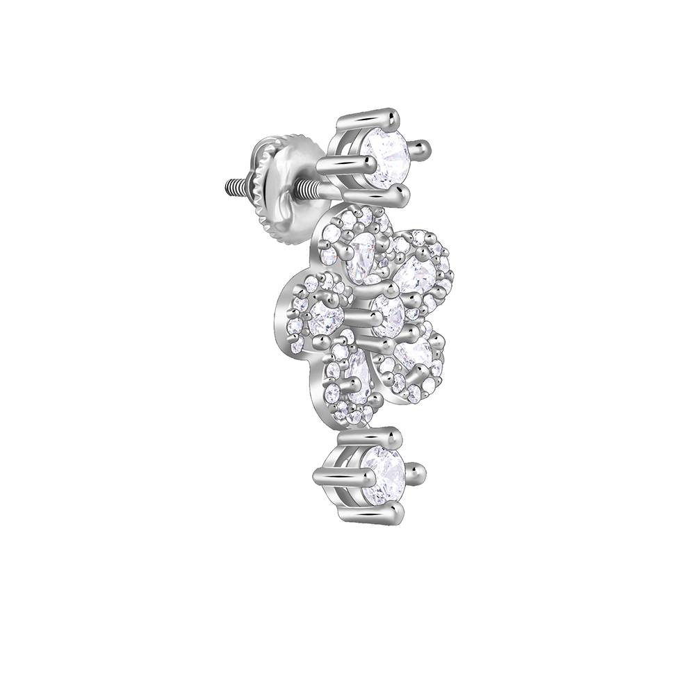 925 Silver Floral Flush Set : ER03160PD02904