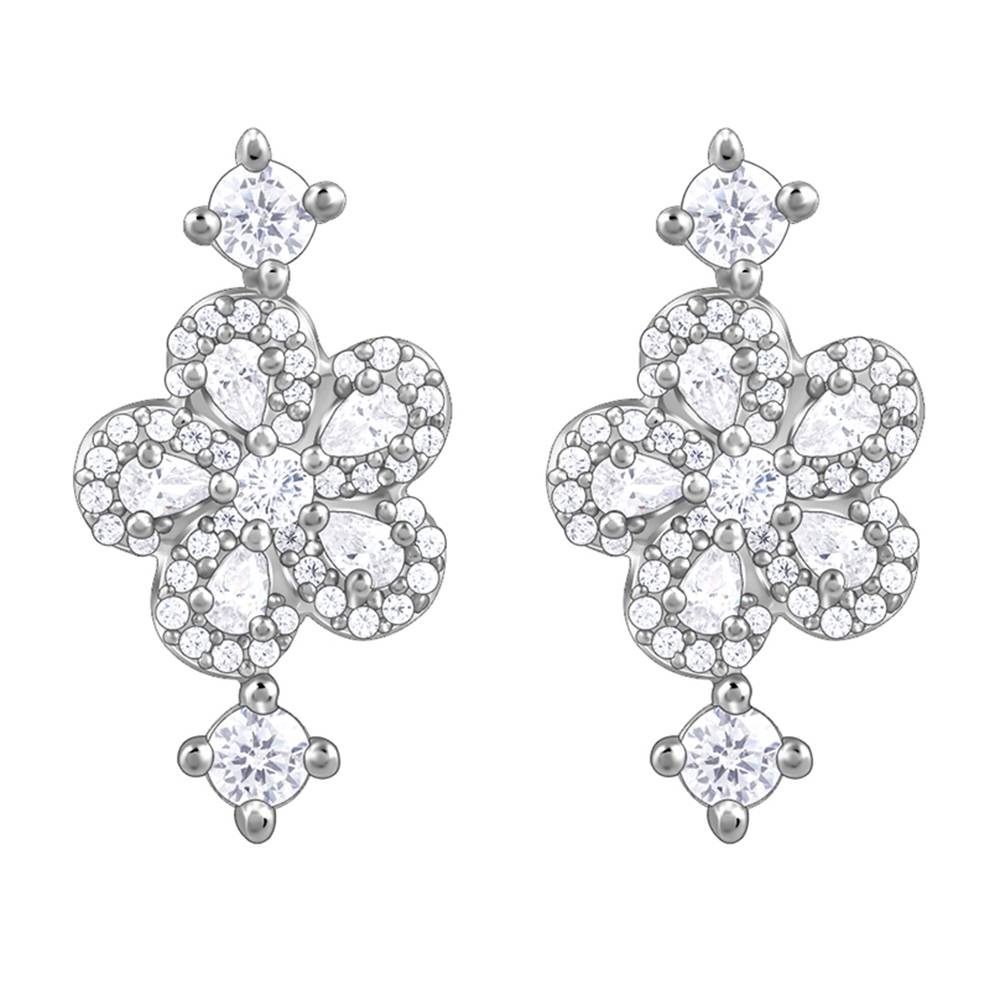 925 Silver Floral Flush Earrings : ER03160