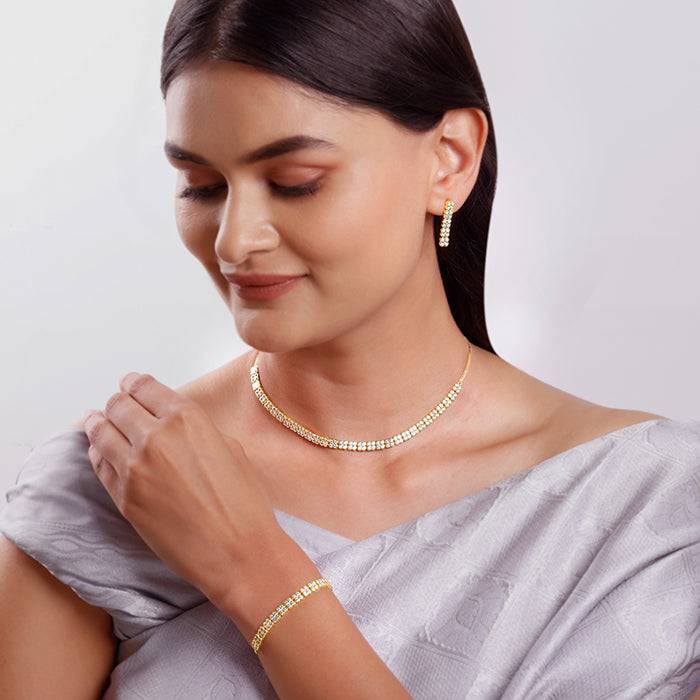 Giva 925 Silver Golden Emma Set Of 3 : ER03167PD02918BR01295