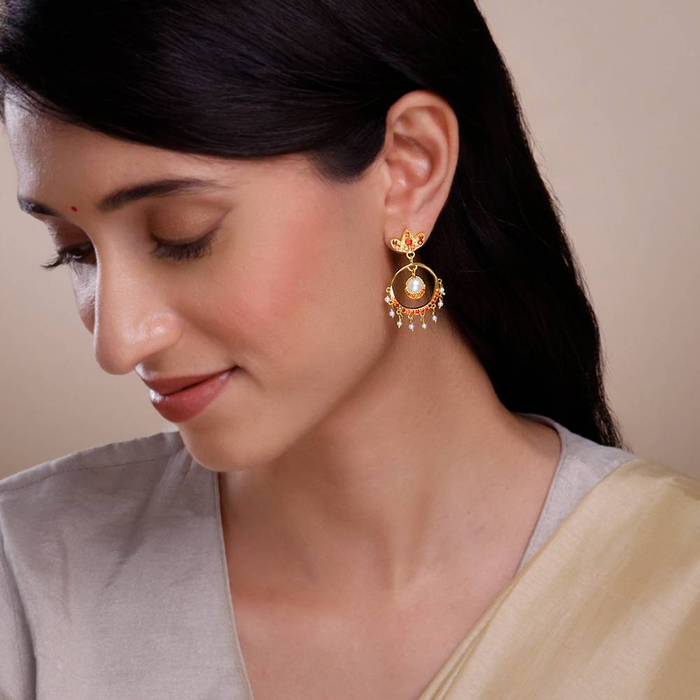 Golden Hera Chandbali Earrings| Drops To Gift Women & Girls : ER03209