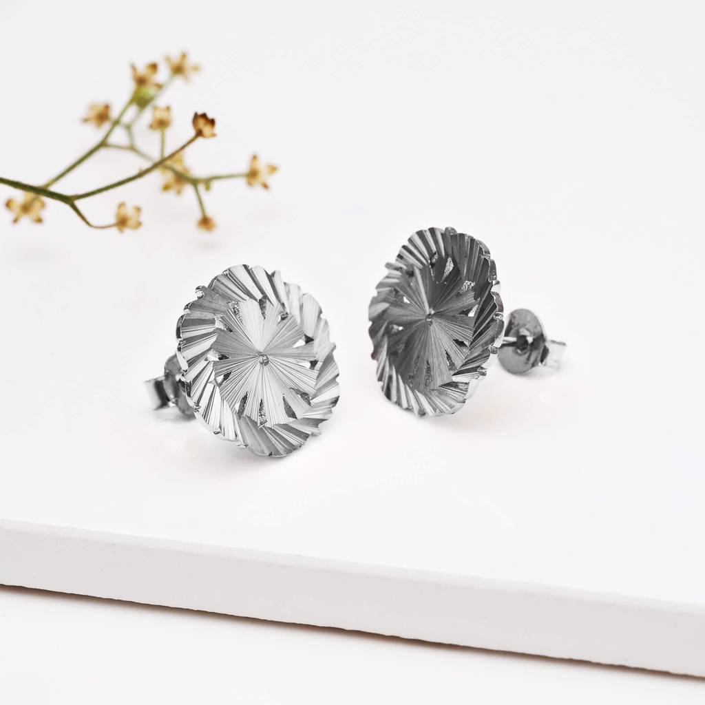 925 Silver Flower Blossom Stud Earrings : ER0329