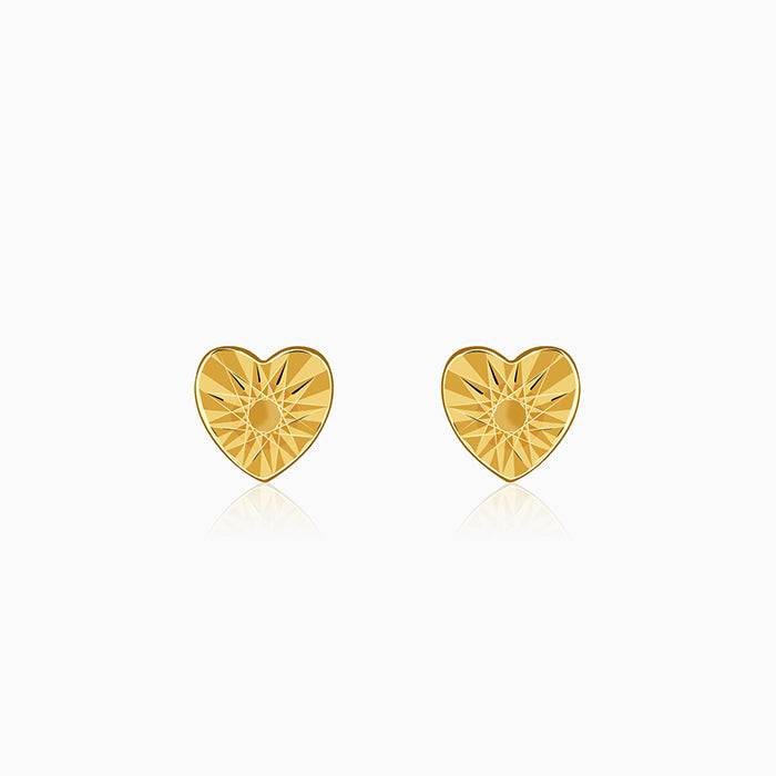 925 Silver Golden Heart Stud Earrings| Drops To Gift Women & Girls : ER03398